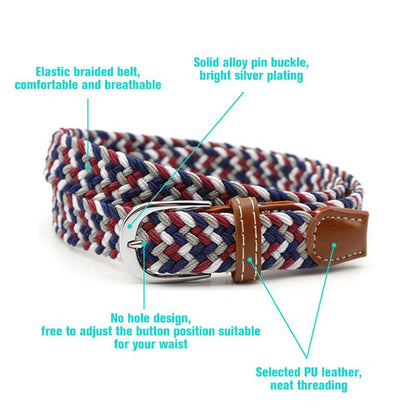 Stretch Braided Belt Adjustable Elastic Woven Waist Belt