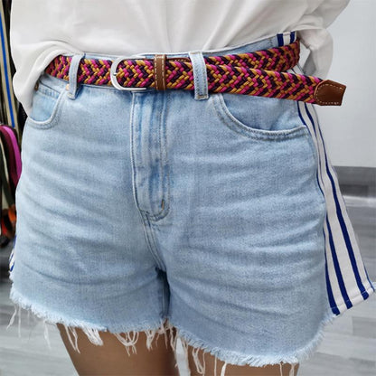 Stretch Braided Belt Adjustable Elastic Woven Waist Belt
