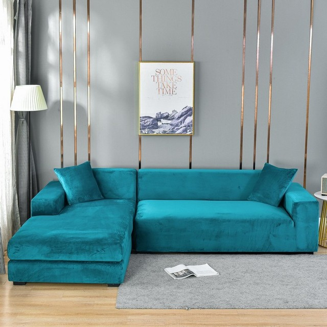 Stretch Velvet Sofa Cover with Pet Hair and Stain Protection