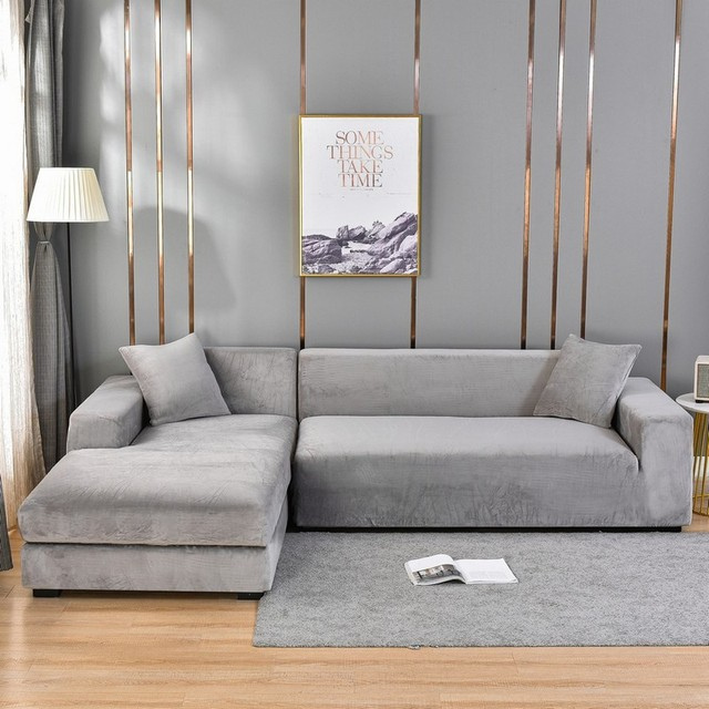 Stretch Velvet Sofa Cover with Pet Hair and Stain Protection