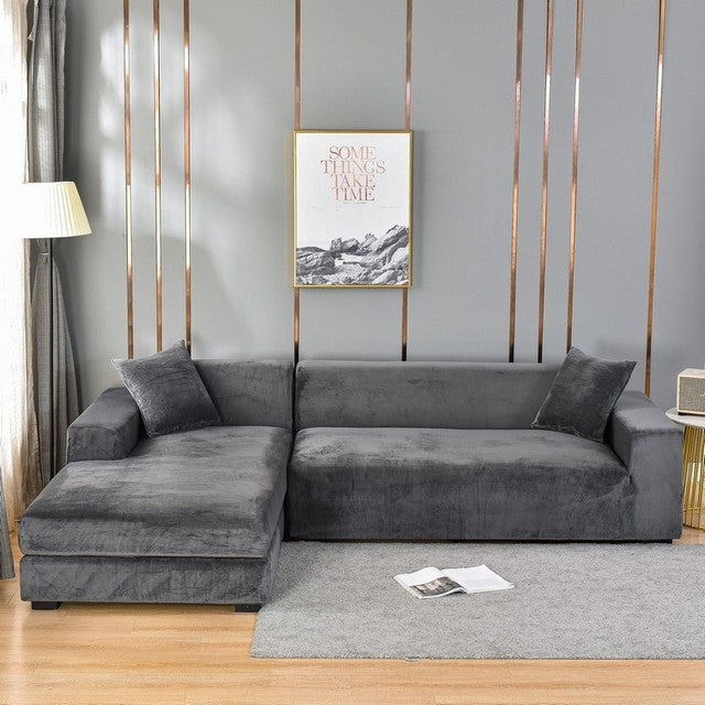 Stretch Velvet Sofa Cover with Pet Hair and Stain Protection