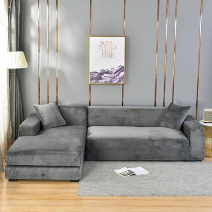 Stretch Velvet Sofa Cover with Pet Hair and Stain Protection