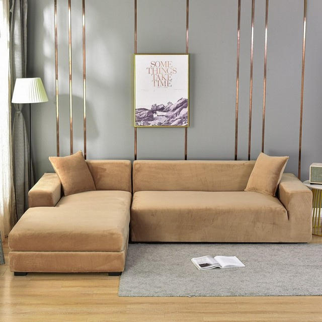 Stretch Velvet Sofa Cover with Pet Hair and Stain Protection