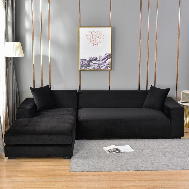 Stretch Velvet Sofa Cover with Pet Hair and Stain Protection