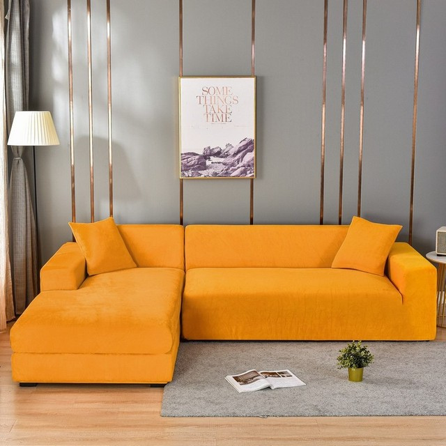 Stretch Velvet Sofa Cover with Pet Hair and Stain Protection