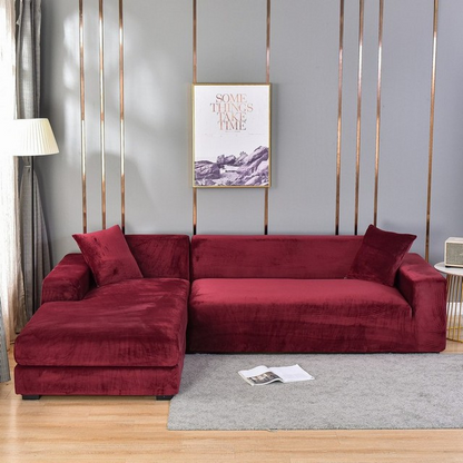 Stretch Velvet Sofa Cover with Pet Hair and Stain Protection