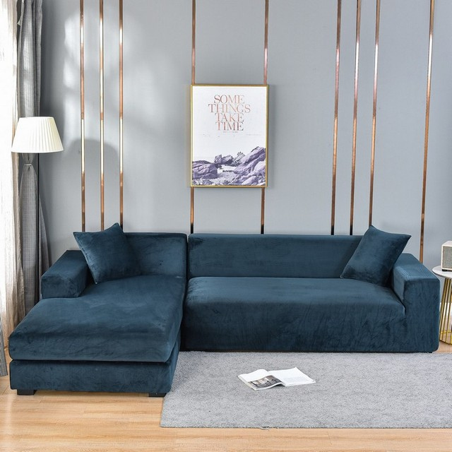 Stretch Velvet Sofa Cover with Pet Hair and Stain Protection