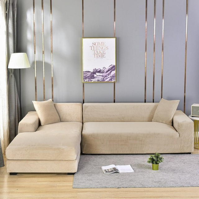 Stretch Velvet Sofa Cover with Pet Hair and Stain Protection