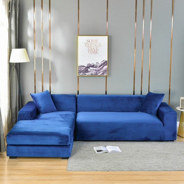 Stretch Velvet Sofa Cover with Pet Hair and Stain Protection