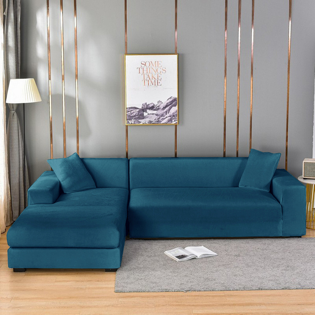 Stretch Velvet Sofa Cover with Pet Hair and Stain Protection
