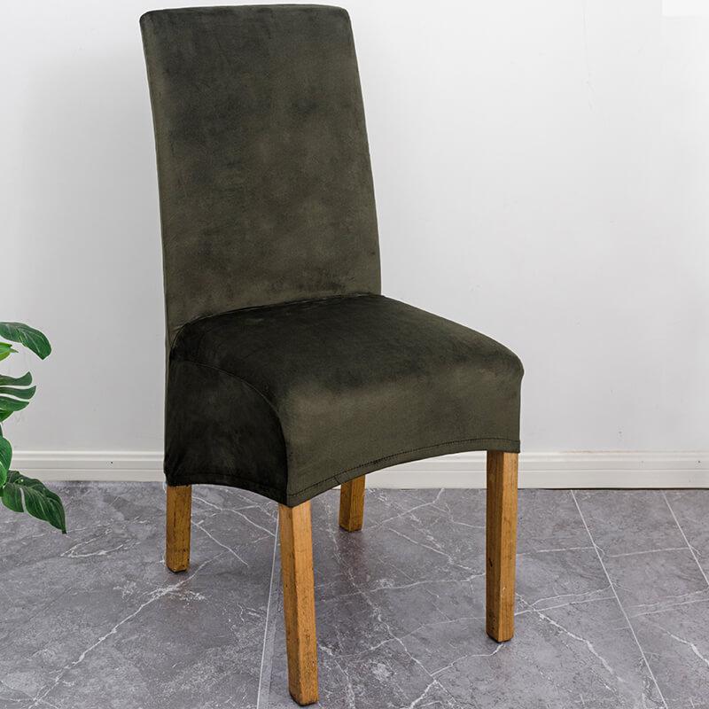 Stretch Velvet XL Dining Chair Covers Set of 4 with Elastic Fit