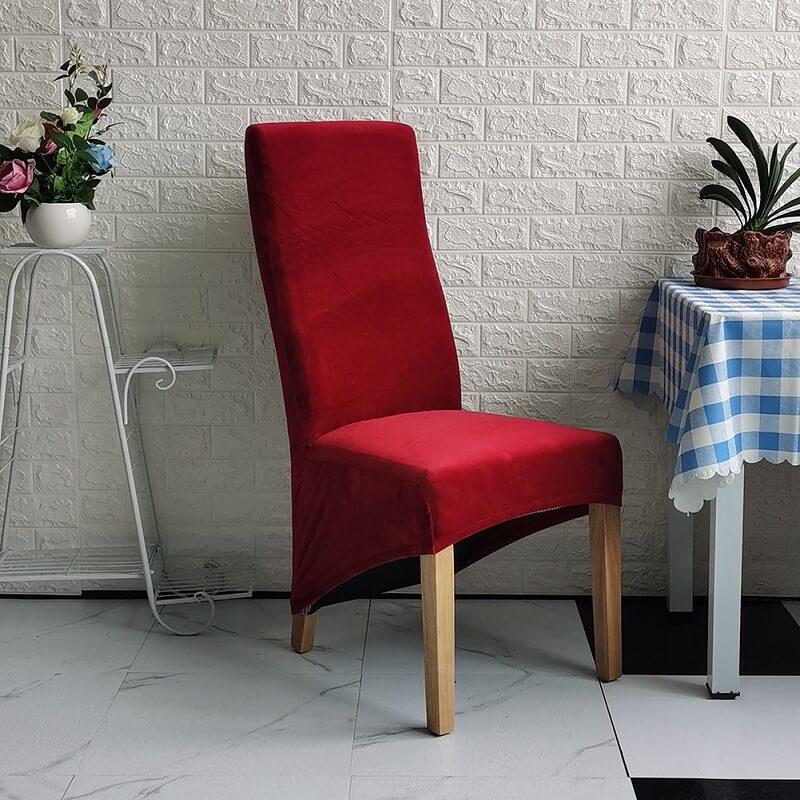Stretch Velvet XL Dining Chair Covers Set of 4 with Elastic Fit