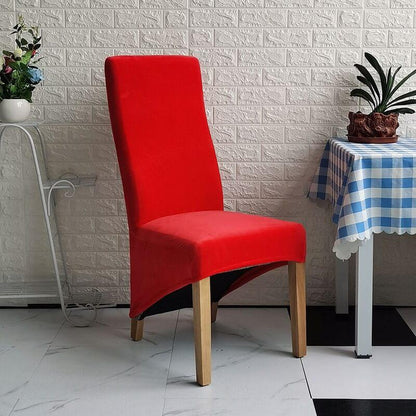 Stretch Velvet XL Dining Chair Covers Set of 4 with Elastic Fit