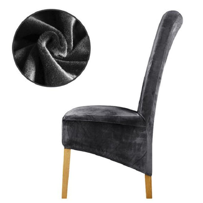 Stretch Velvet XL Dining Chair Covers Set of 4 with Elastic Fit
