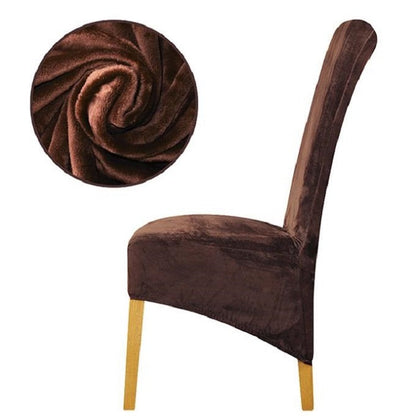 Stretch Velvet XL Dining Chair Covers Set of 4 with Elastic Fit