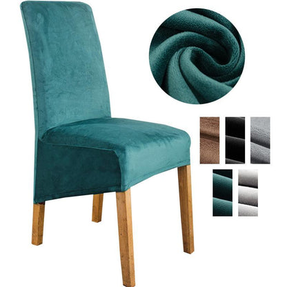 Stretch Velvet XL Dining Chair Covers Set of 4 with Elastic Fit