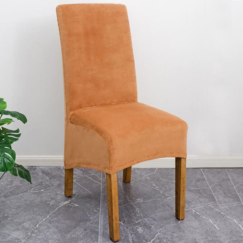 Stretch Velvet XL Dining Chair Covers Set of 4 with Elastic Fit