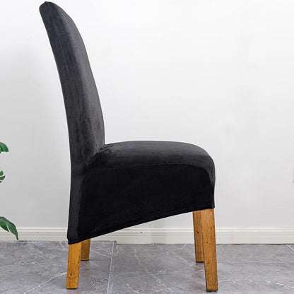 Stretch Velvet XL Dining Chair Covers Set of 4 with Elastic Fit