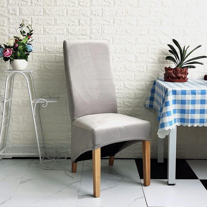 Stretch Velvet XL Dining Chair Covers Set of 4 with Elastic Fit