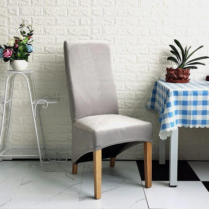 Stretch Velvet XL Dining Chair Covers Set of 4 with Elastic Fit