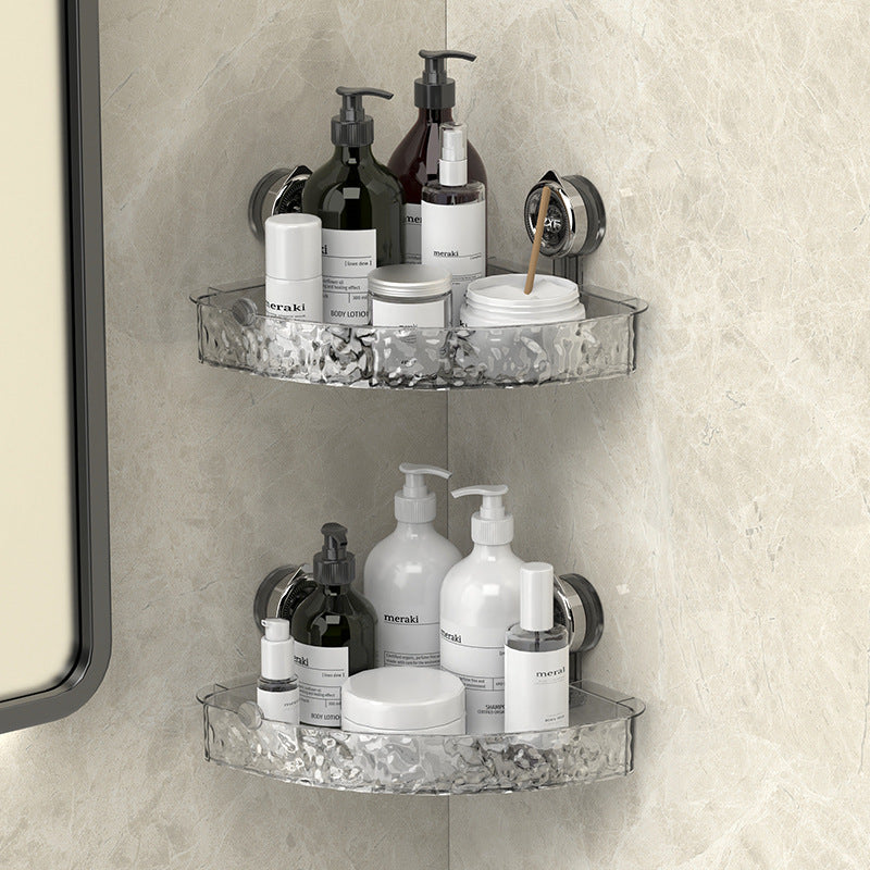 Suction Cup Corner Bathroom Shelf with Dual Storage Levels