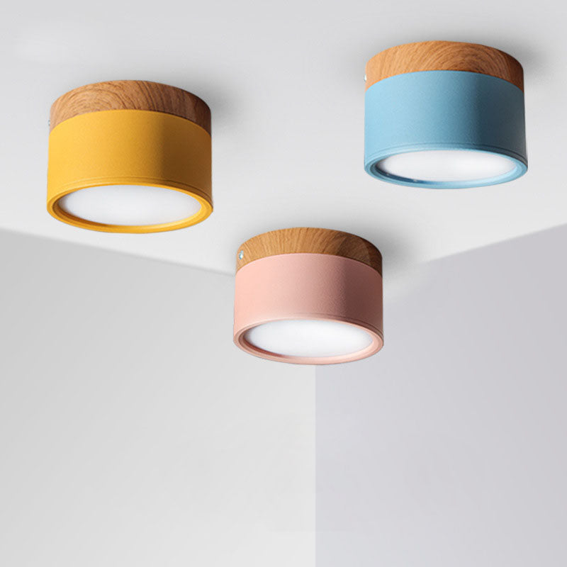 Surface Mounted LED Downlight 12W Wood Grain Three Color Ceiling Light