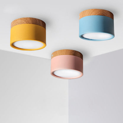 Surface Mounted LED Downlight 12W Wood Grain Three Color Ceiling Light