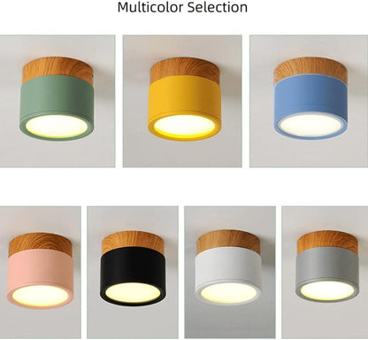 Surface Mounted LED Downlight 12W Wood Grain Three Color Ceiling Light