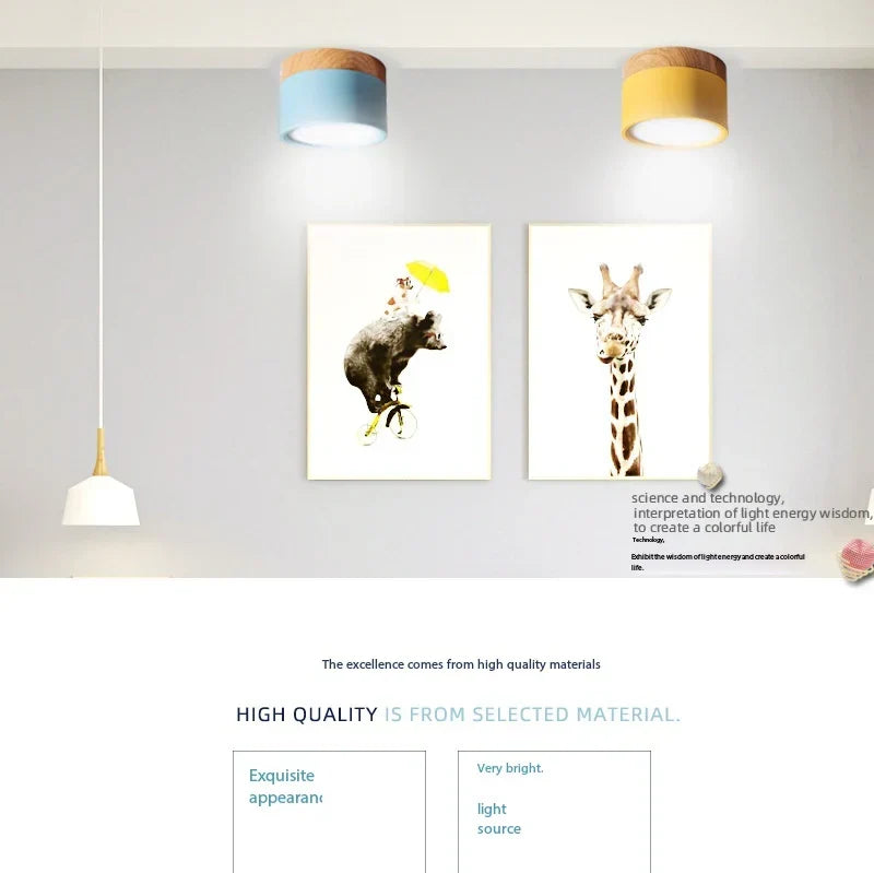 Surface Mounted LED Downlight 12W Wood Grain Three Color Ceiling Light