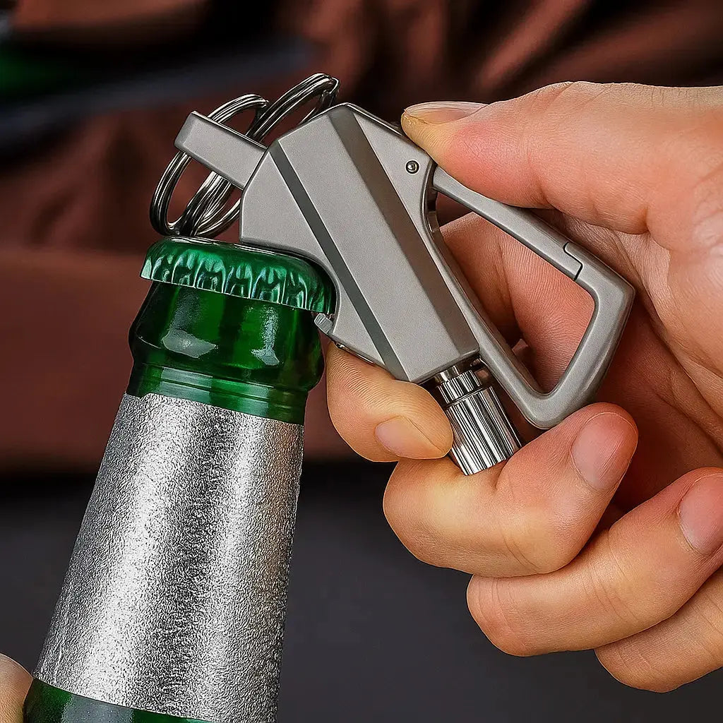Survival Fire Starter Keychain with Bottle Opener Reusable Lighter