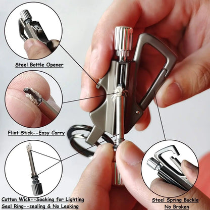 Survival Fire Starter Keychain with Bottle Opener Reusable Lighter