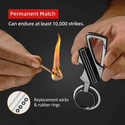 Survival Fire Starter Keychain with Bottle Opener Reusable Lighter
