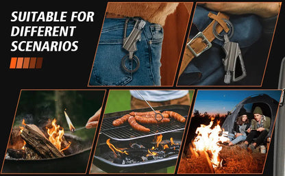 Survival Fire Starter Keychain with Bottle Opener Reusable Lighter