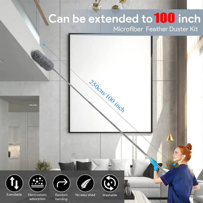 Telescopic Microfiber Dust Duster Extendable Cleaning Brush