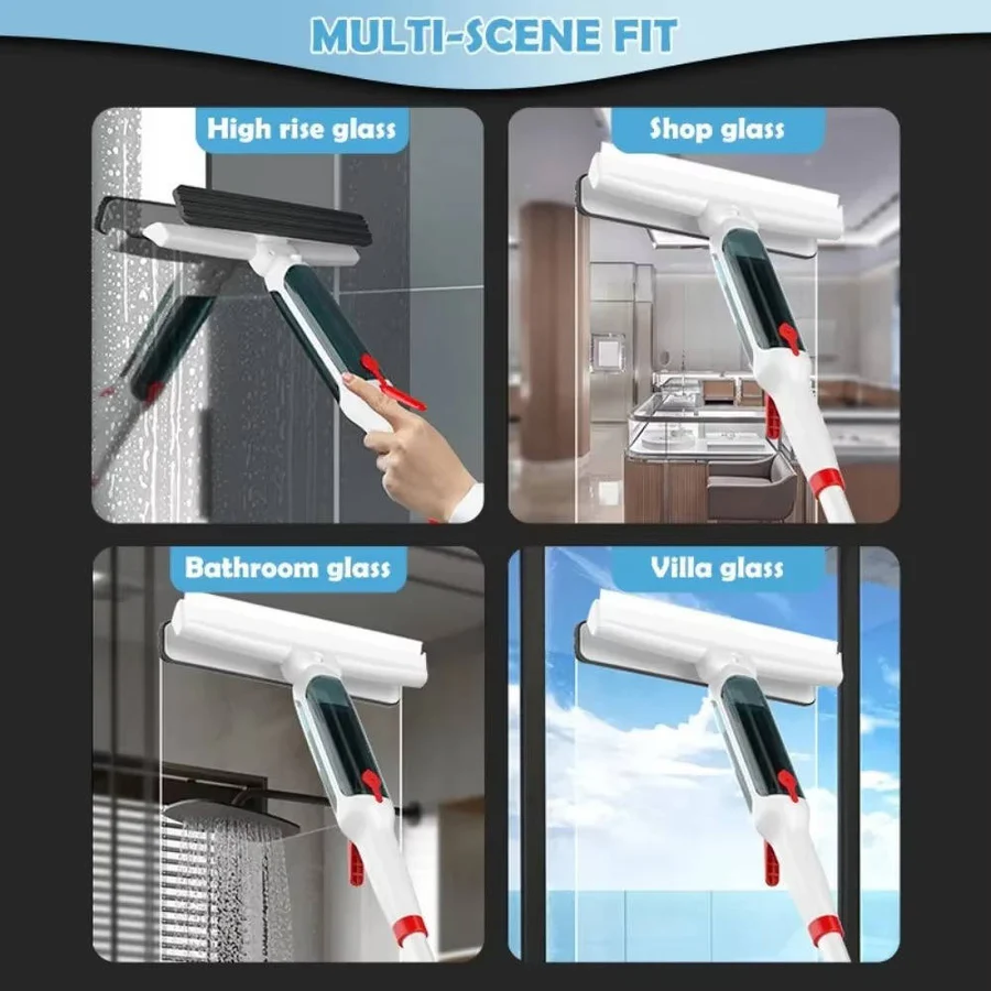 Telescopic Window Cleaner with Spray Bottle and Squeegee