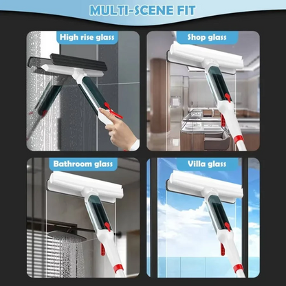 Telescopic Window Cleaner with Spray Bottle and Squeegee