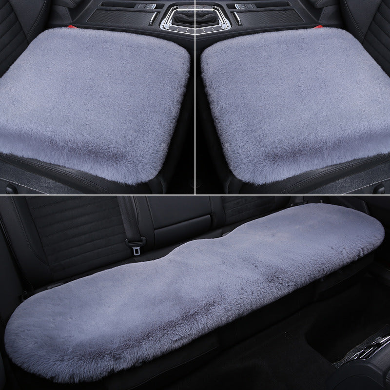 Thick Rabbit Plush Winter Car Seat Cushion Backless Design