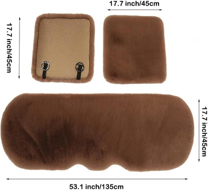 Thick Rabbit Plush Winter Car Seat Cushion Backless Design