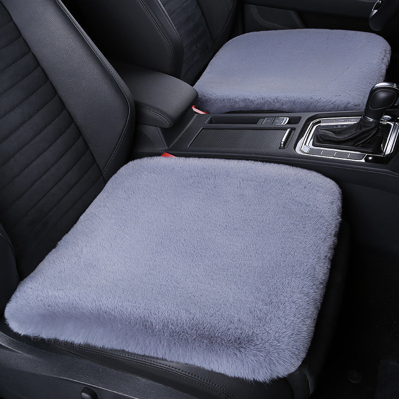Thick Rabbit Plush Winter Car Seat Cushion Backless Design
