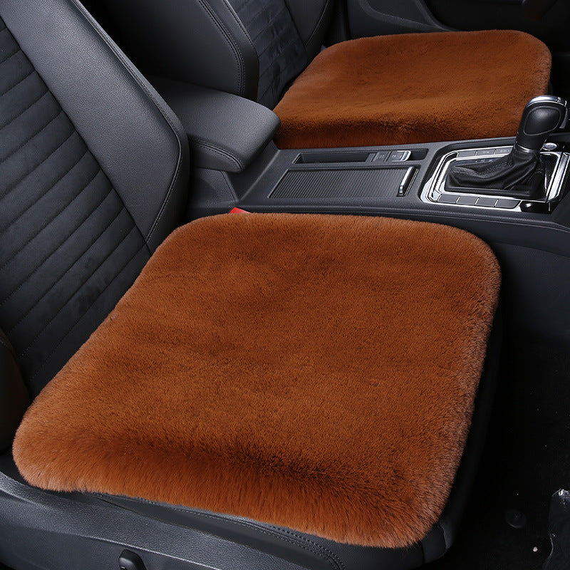 Thick Rabbit Plush Winter Car Seat Cushion Backless Design