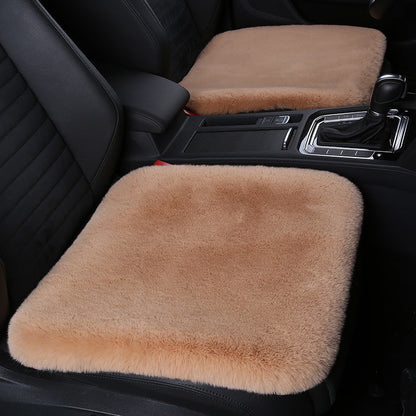 Thick Rabbit Plush Winter Car Seat Cushion Backless Design