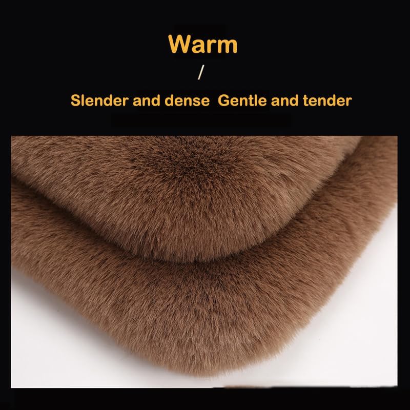 Thick Rabbit Plush Winter Car Seat Cushion Backless Design