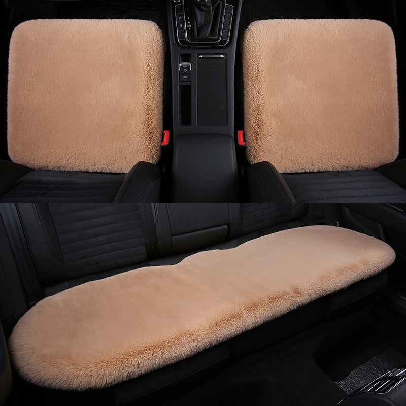 Thick Rabbit Plush Winter Car Seat Cushion Backless Design