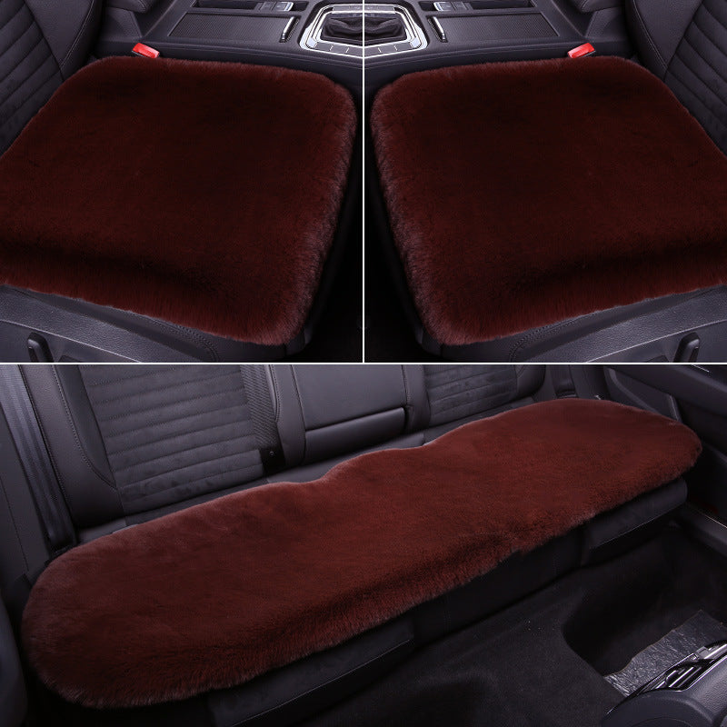 Thick Rabbit Plush Winter Car Seat Cushion Backless Design