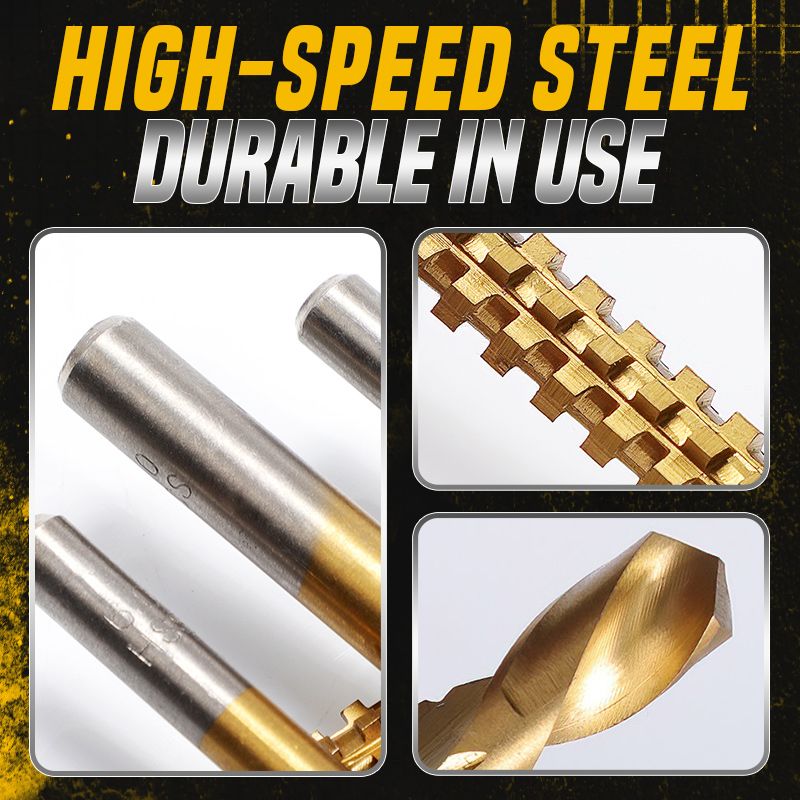 Titanium Coated High Speed Steel Drill Bits Set 6 Pieces