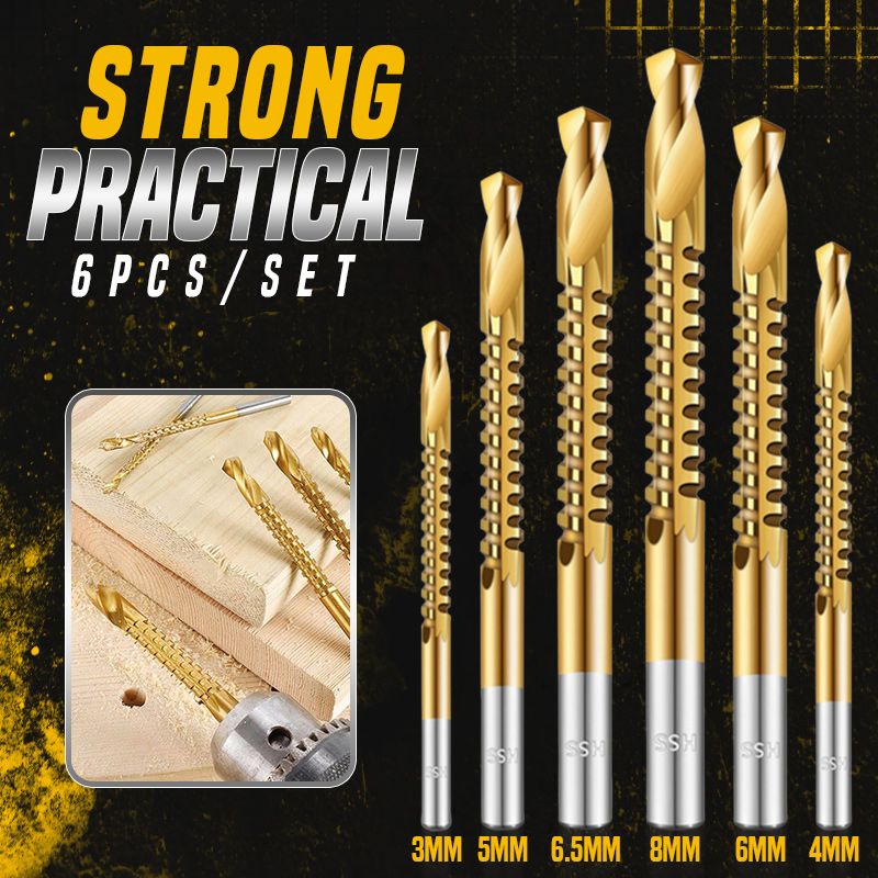 Titanium Coated High Speed Steel Drill Bits Set 6 Pieces