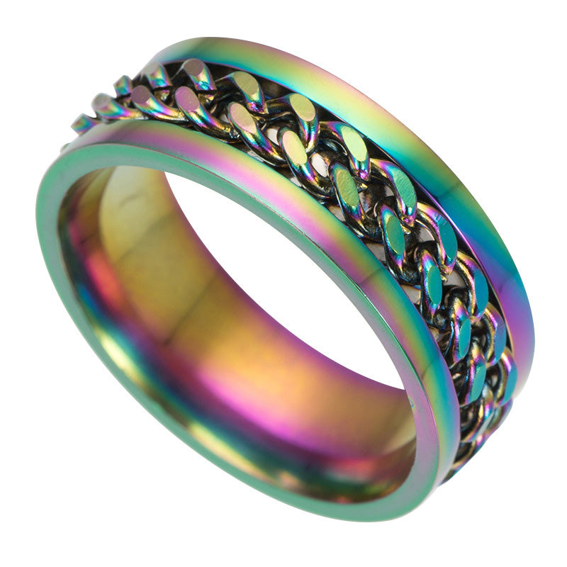 Titanium Steel Spinner Chain Ring with Bottle Opener