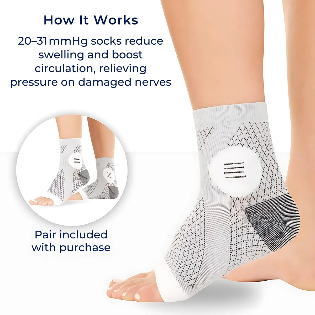 Toeless Compression Socks 20 to 31 mmHg Breathable Foot Support