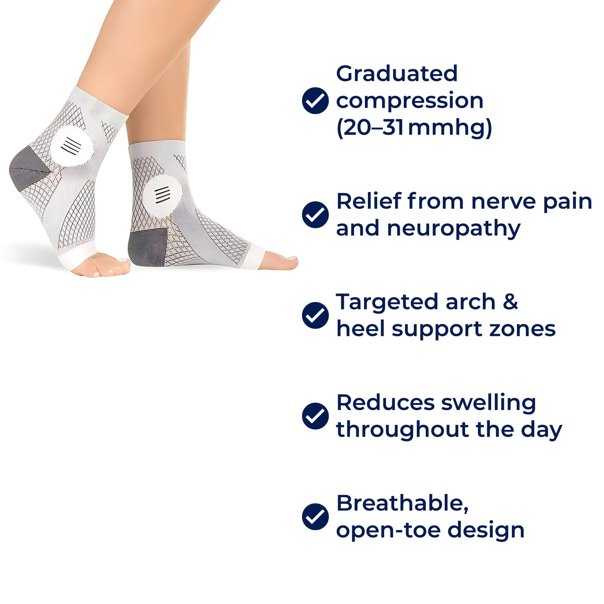 Toeless Compression Socks 20 to 31 mmHg Breathable Foot Support