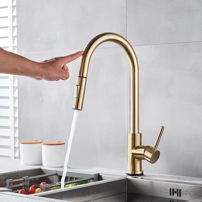 Touchless Pull Out Kitchen Faucet with Sensor and Flexible Spray Head